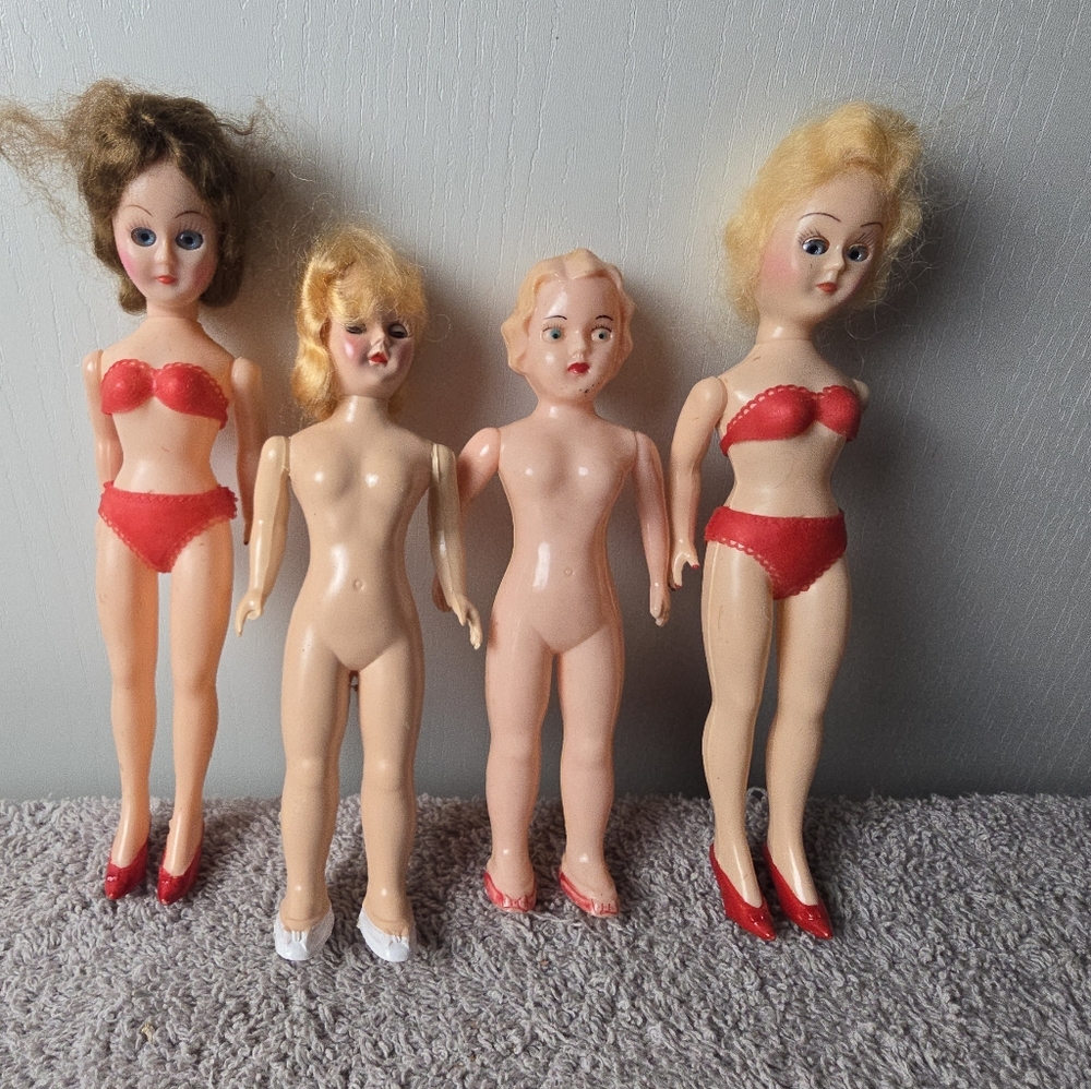 Vintage 2 Sleepy Eye Dolls And 2 Hard Plastic Dolls - Picture 7 of 12